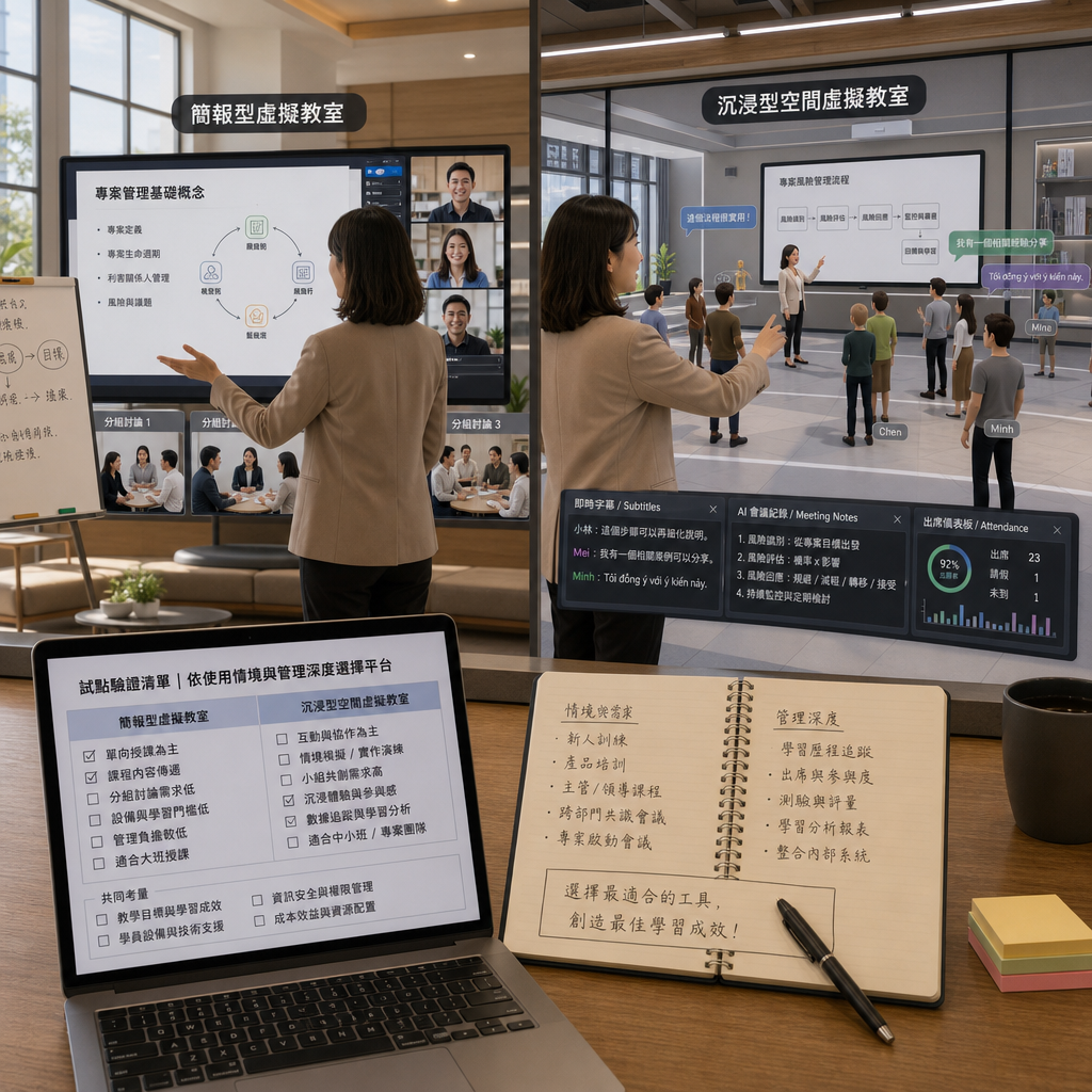 教育與企業團隊比較不同虛擬教室平台功能