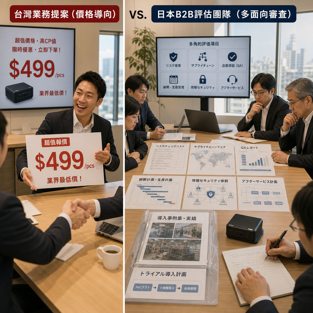 日本企業會議中討論B2B合作架構與決策流程