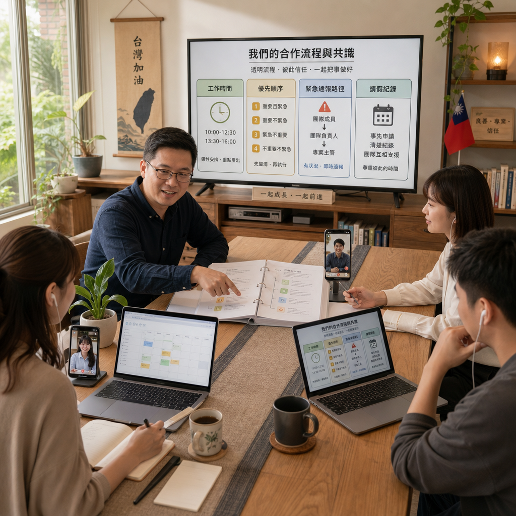 遠端主管與成員討論權責分工與績效期待