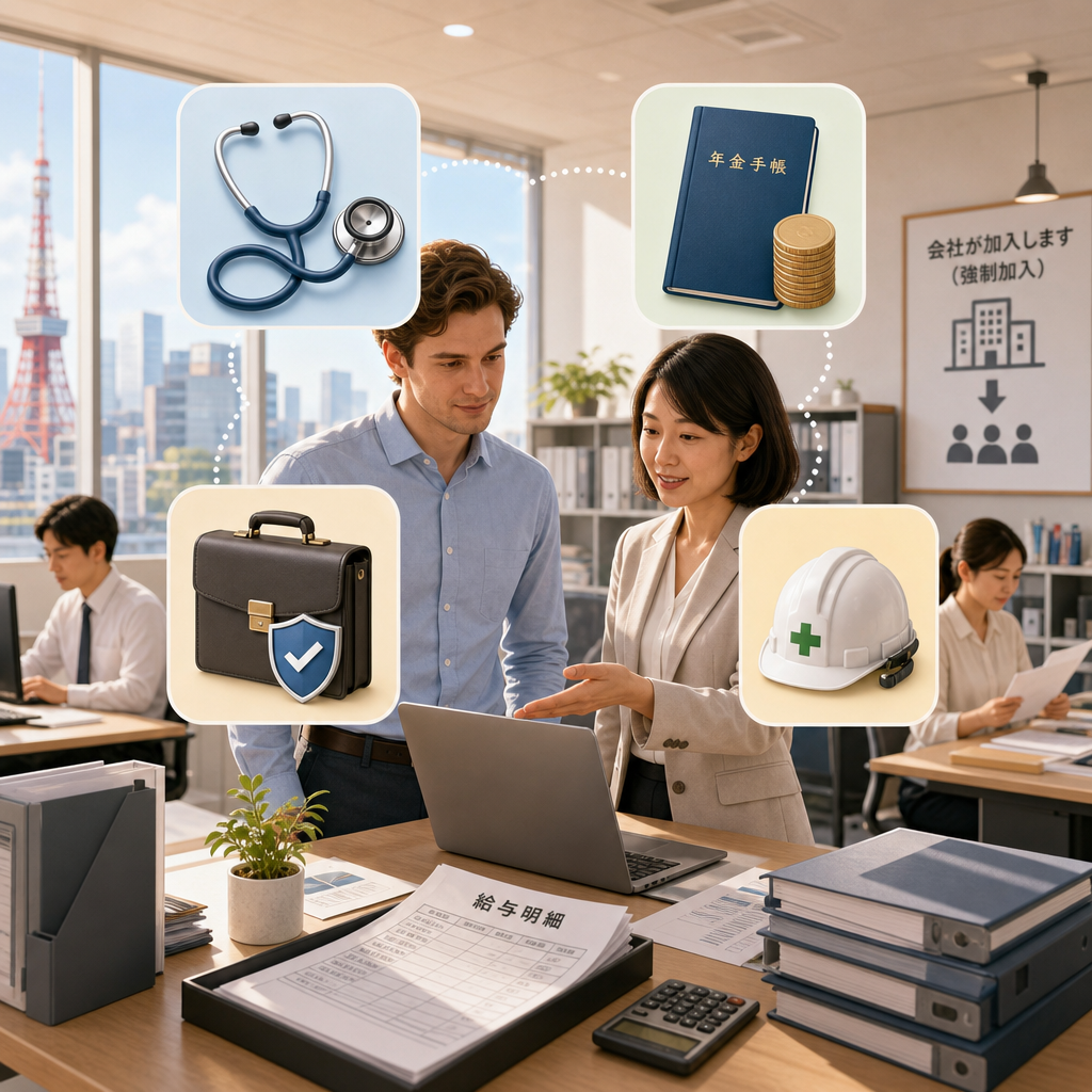 日本職場員工查看薪資單與社會保險扣款明細
