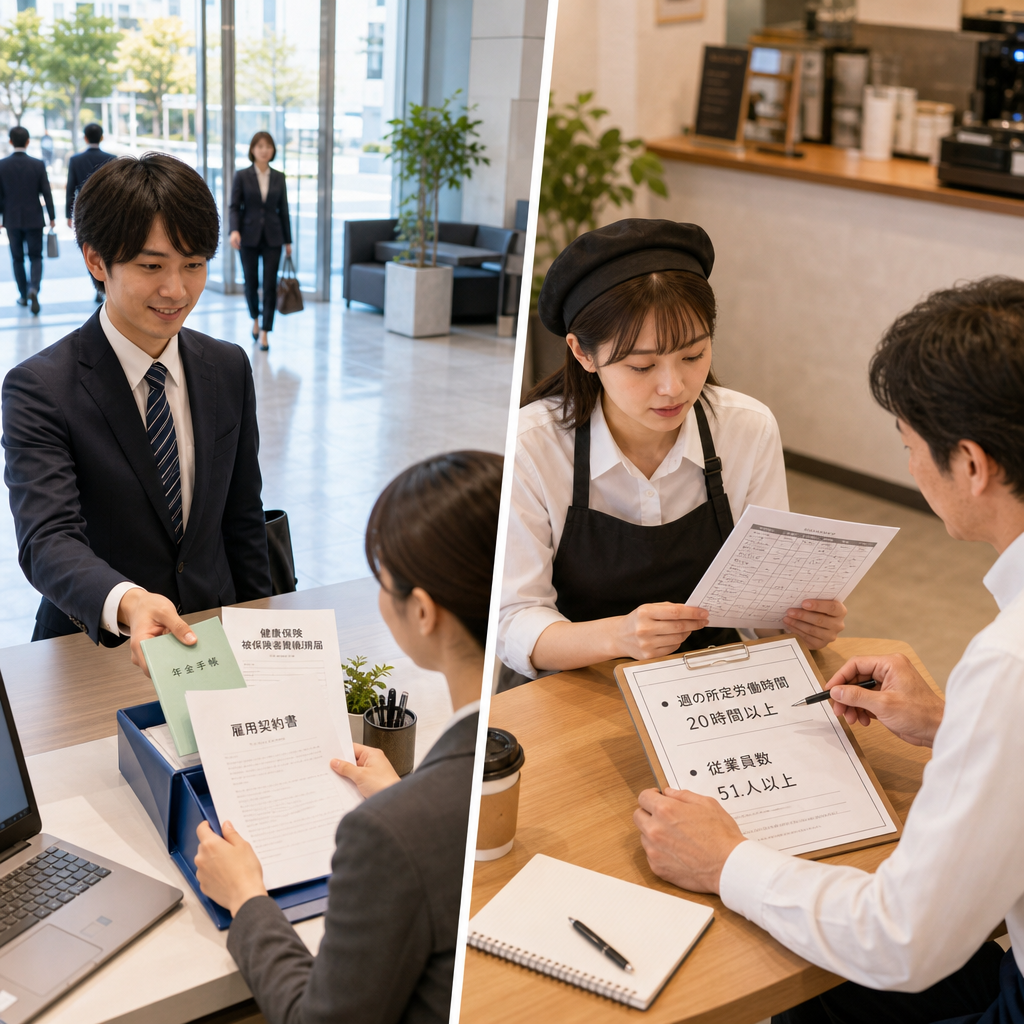 外國員工與人資討論日本保險適用條件