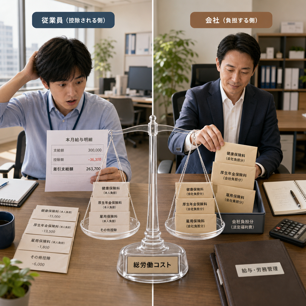 日本薪資單與社會保險保費計算示意