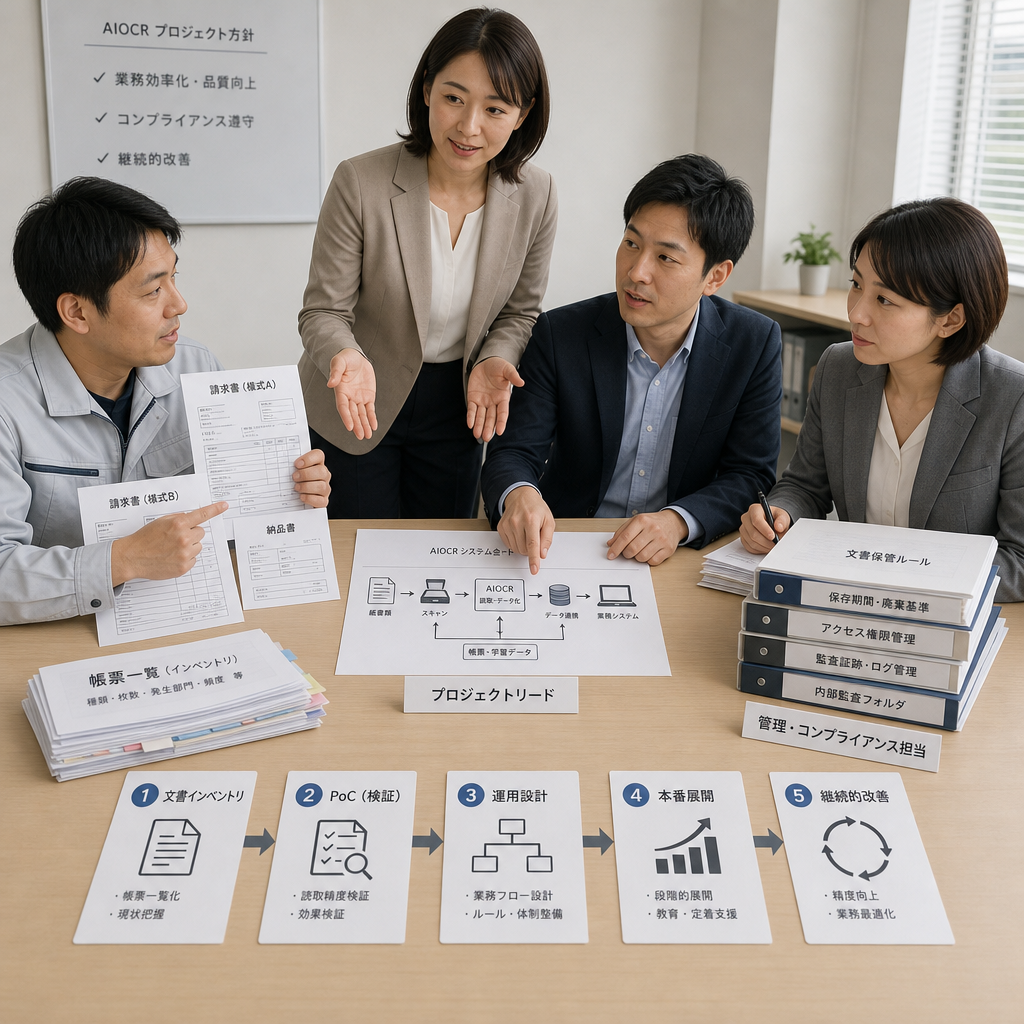 伴走型チームでAIOCR導入計画を進めるプロジェクト会議