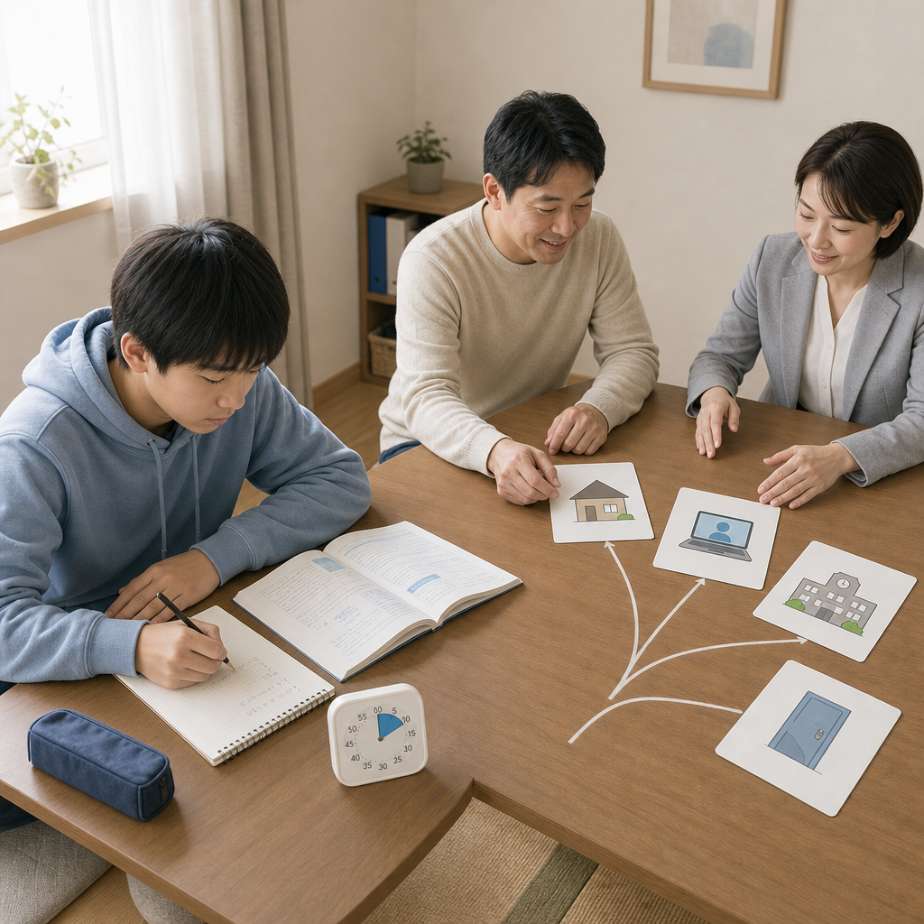 自宅学習の計画を立てる生徒