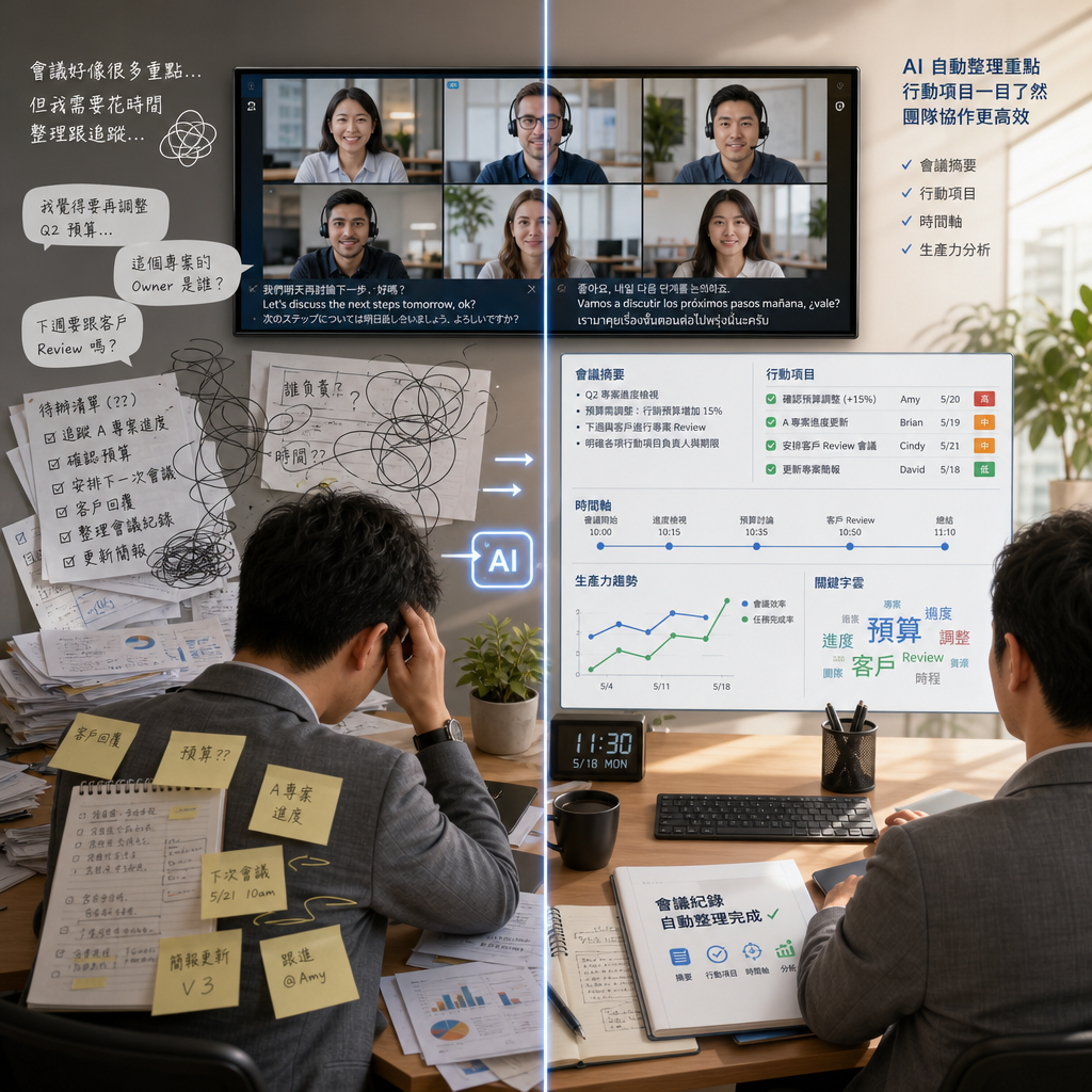 AI 員工管理功能整合會議記錄與生產力分析