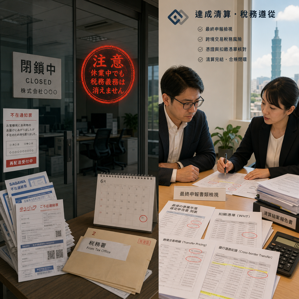 日本法人稅務申報與清算風險檢查表