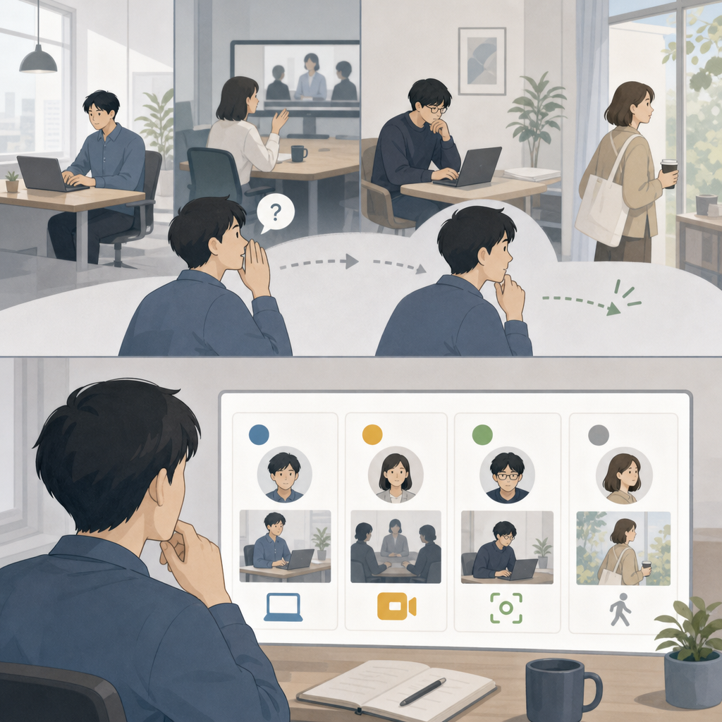 在席状況を一覧で確認するチームのダッシュボード画面