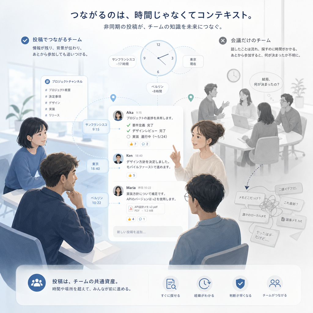 リモートワーク中にオンラインでつながるチーム