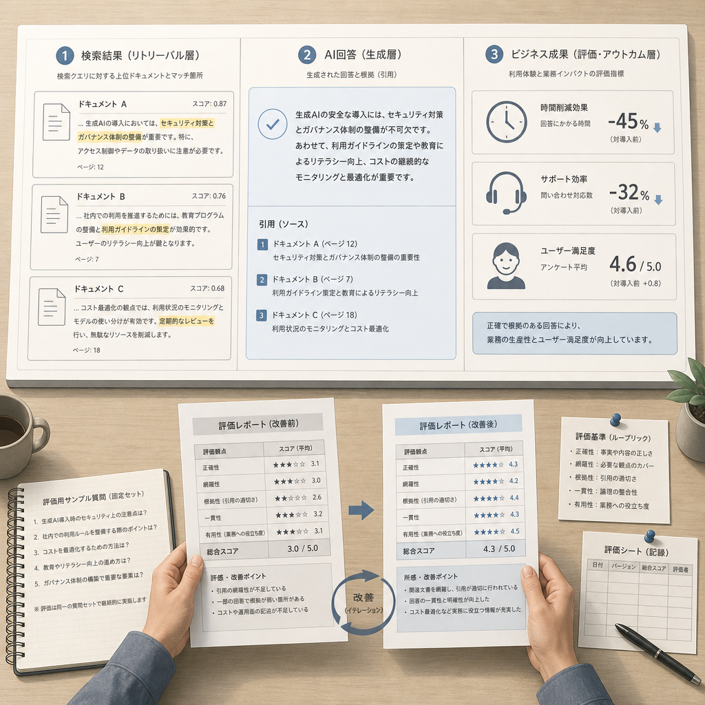 ダッシュボードでRAG評価指標を確認する担当者
