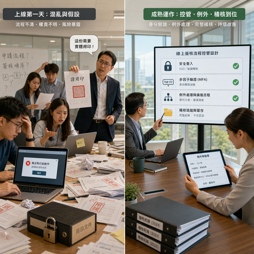 企業導入線上簽核系統時檢查資安與治理風險