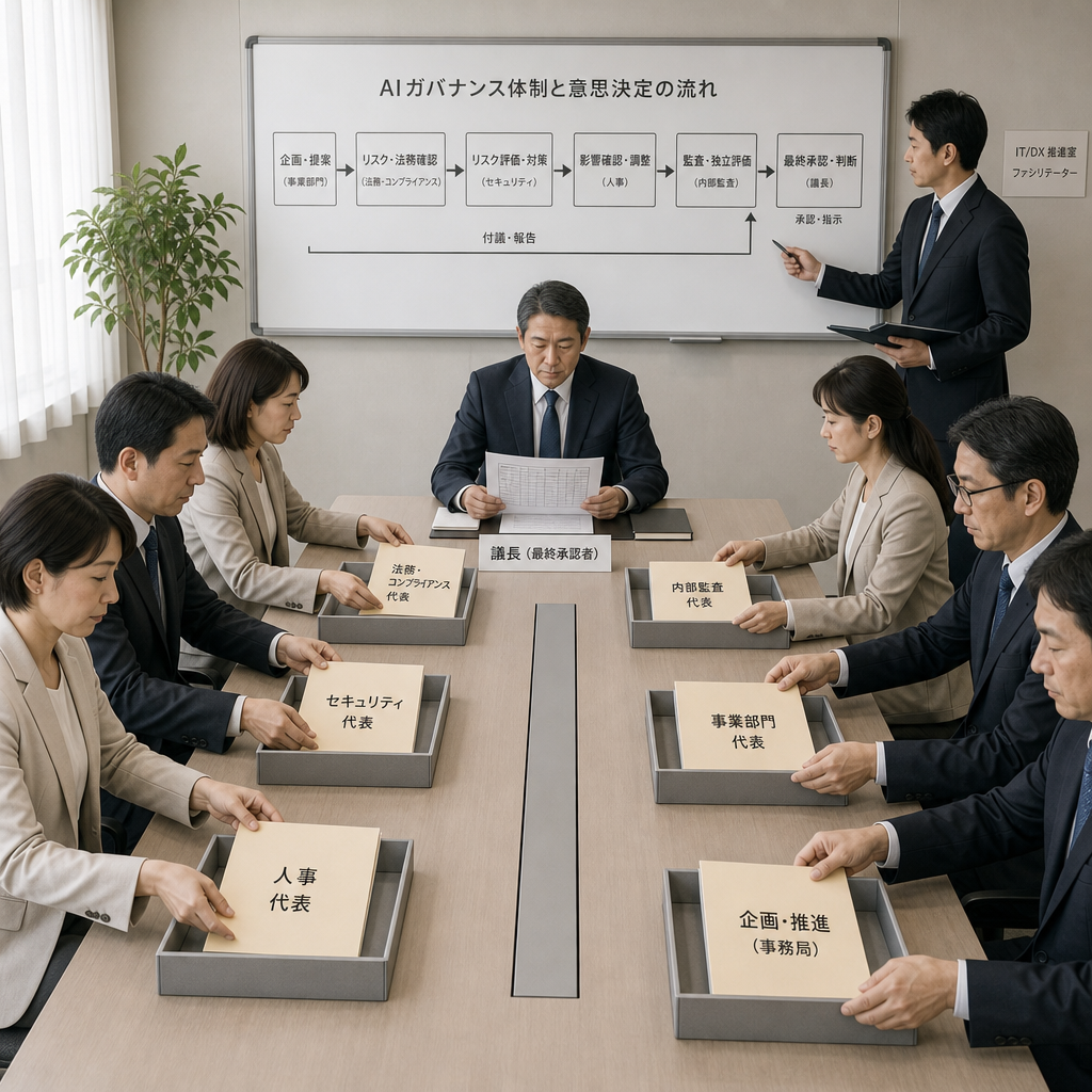 部門横断でAI導入体制を設計する組織図のイメージ