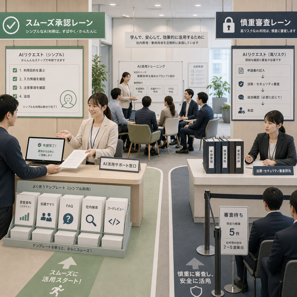 現場と経営をつなぐAI委員会の運用イメージ
