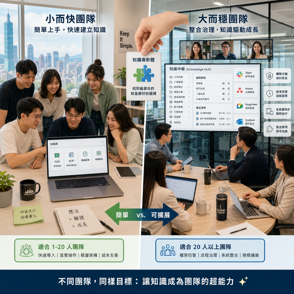 不同規模團隊評估知識庫軟體與協作方案
