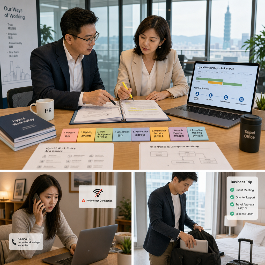 人資主管審閱混合辦公制度文件