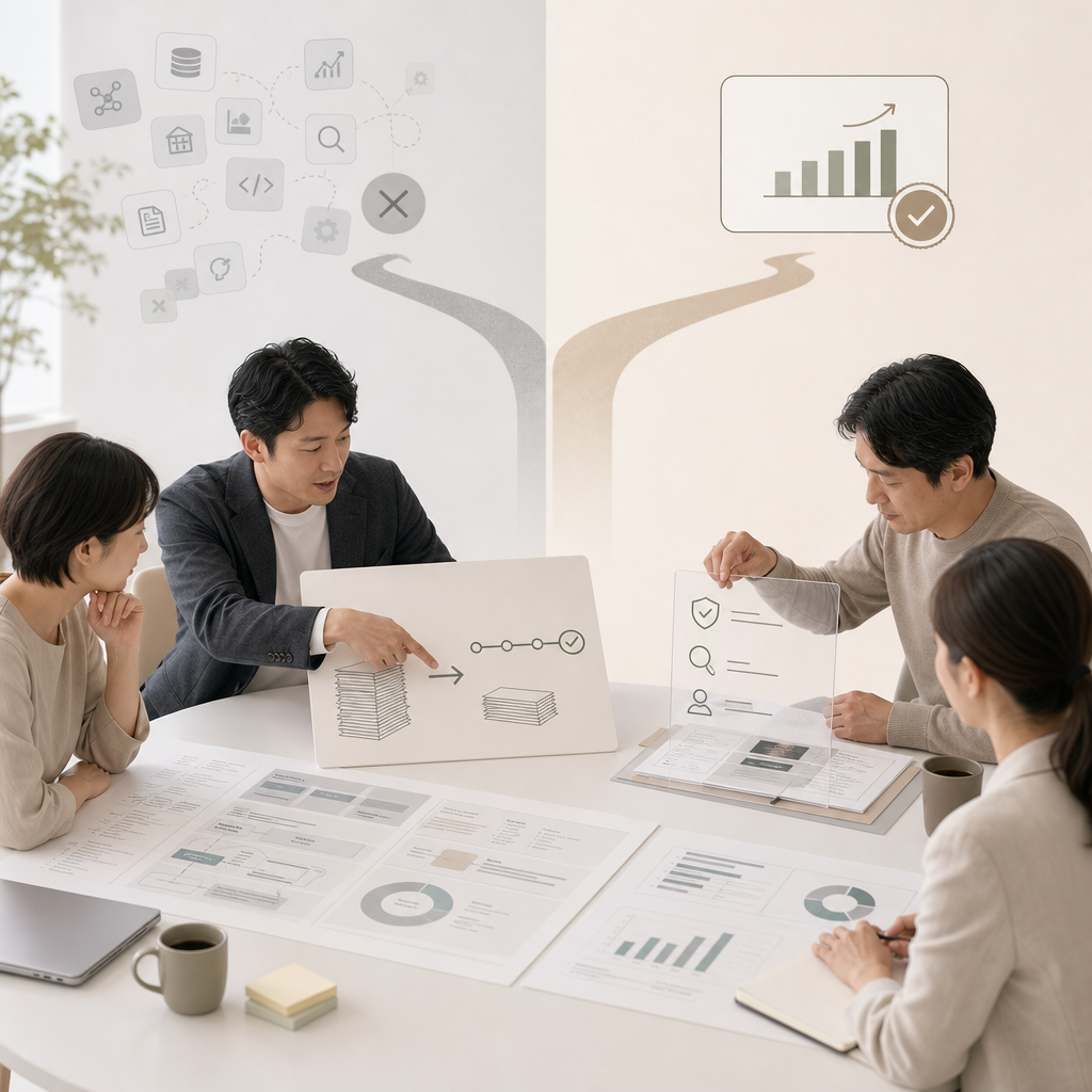AI要件定義のワークショップで議論する関係者