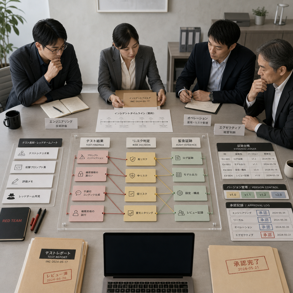 AIリスク評価と監査報告書を確認する経営会議