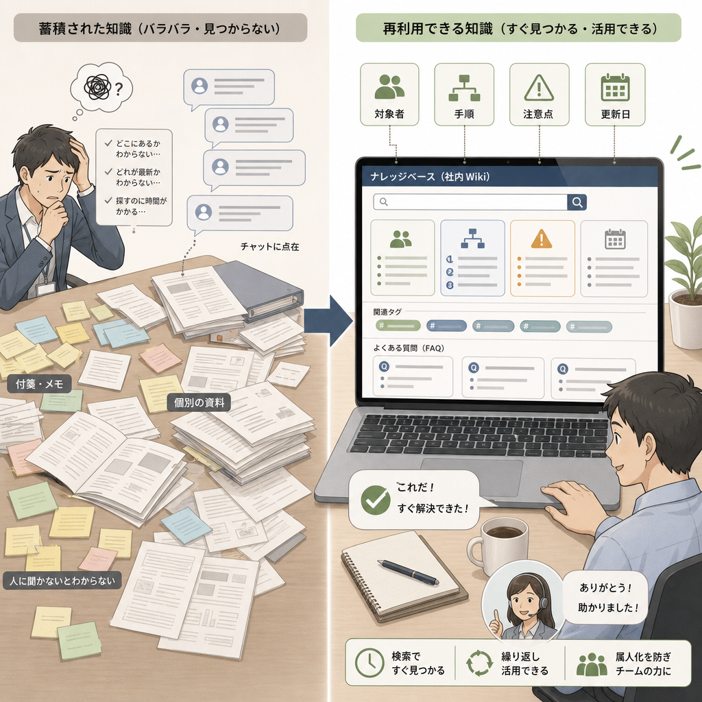 ナレッジベースを検索して必要な業務情報を見つけるチーム