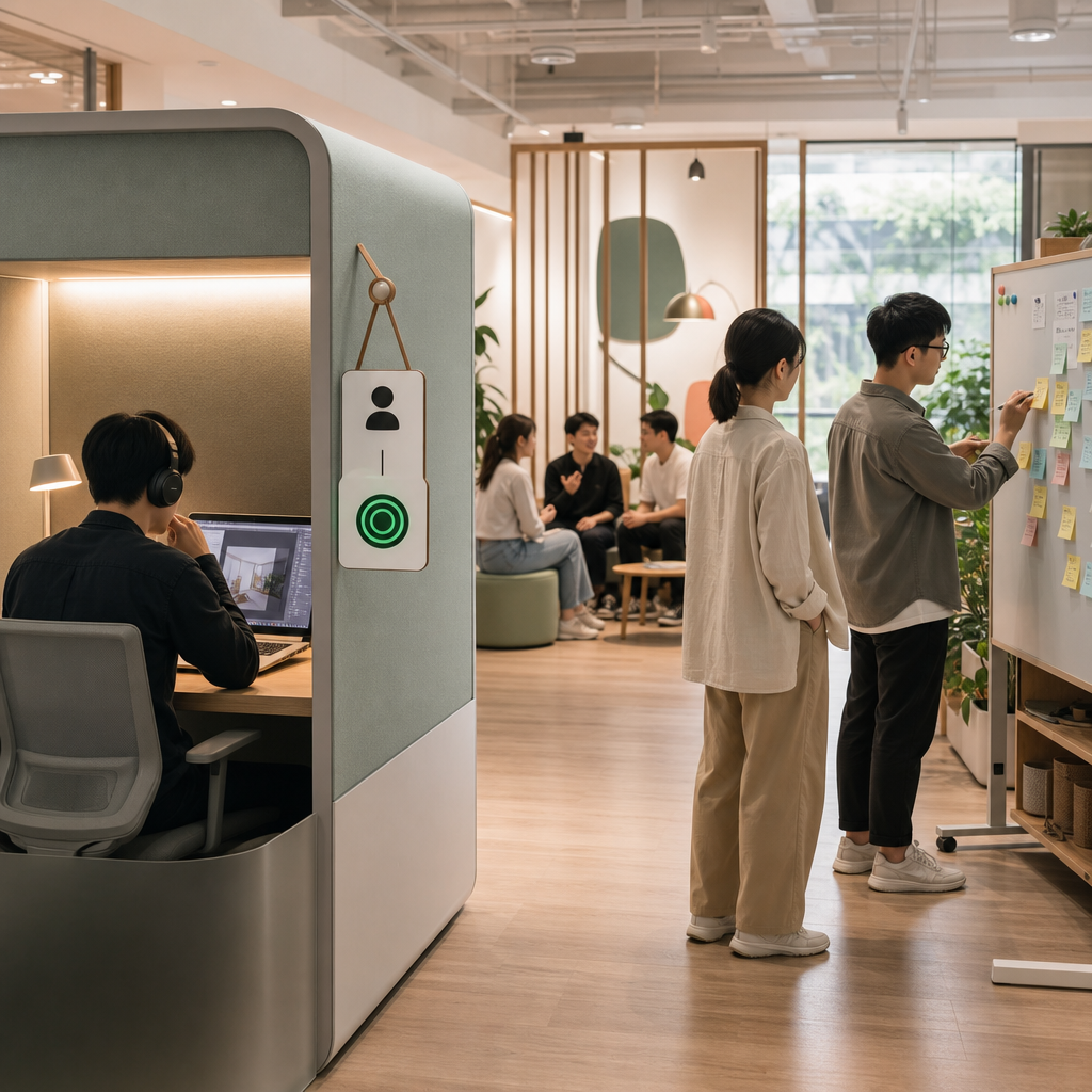 虛擬辦公室中的團隊成員進行即時協作