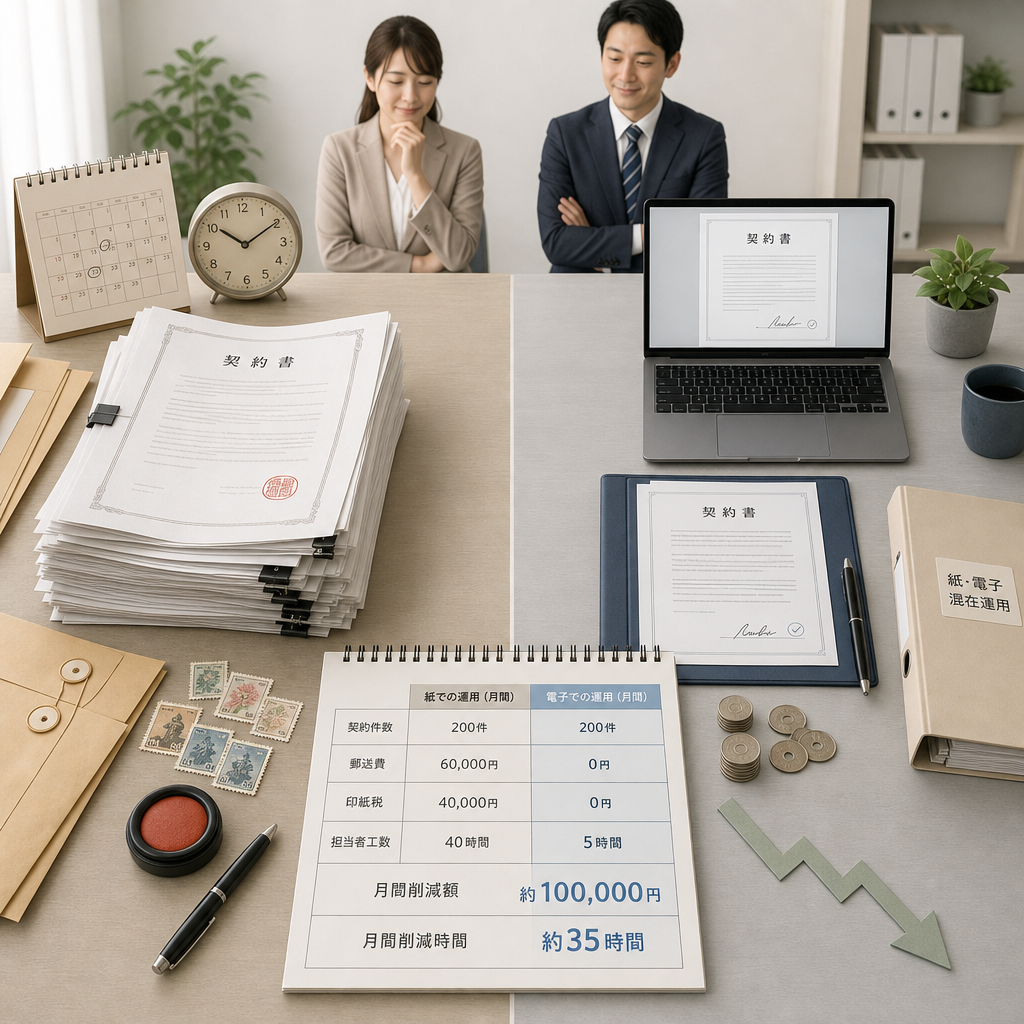 契約業務の時間とコストを分析するビジネスチーム