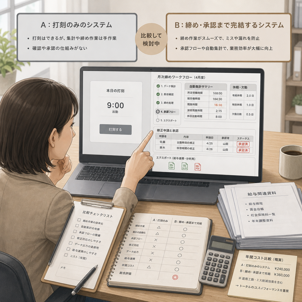 勤怠データを確認し承認する人事担当者