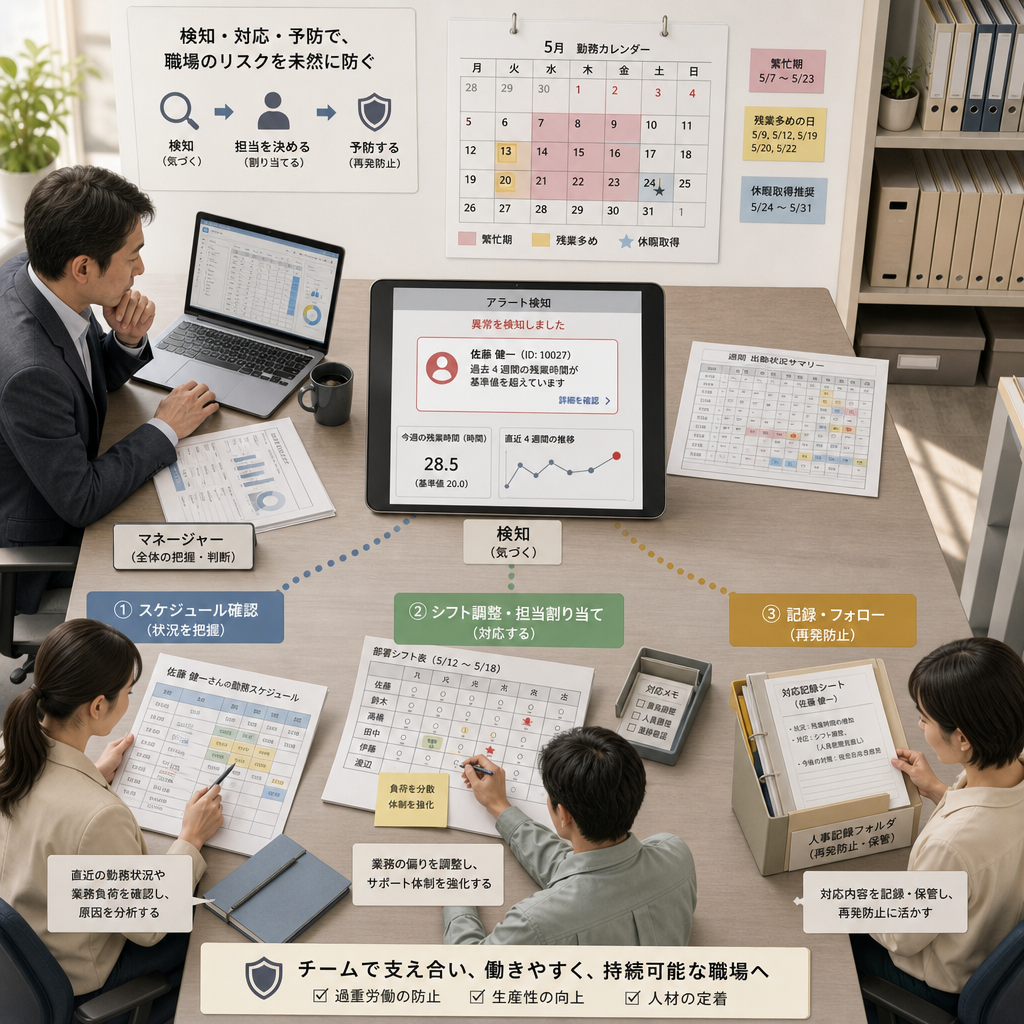 部署別の残業時間を表示する勤怠ダッシュボード