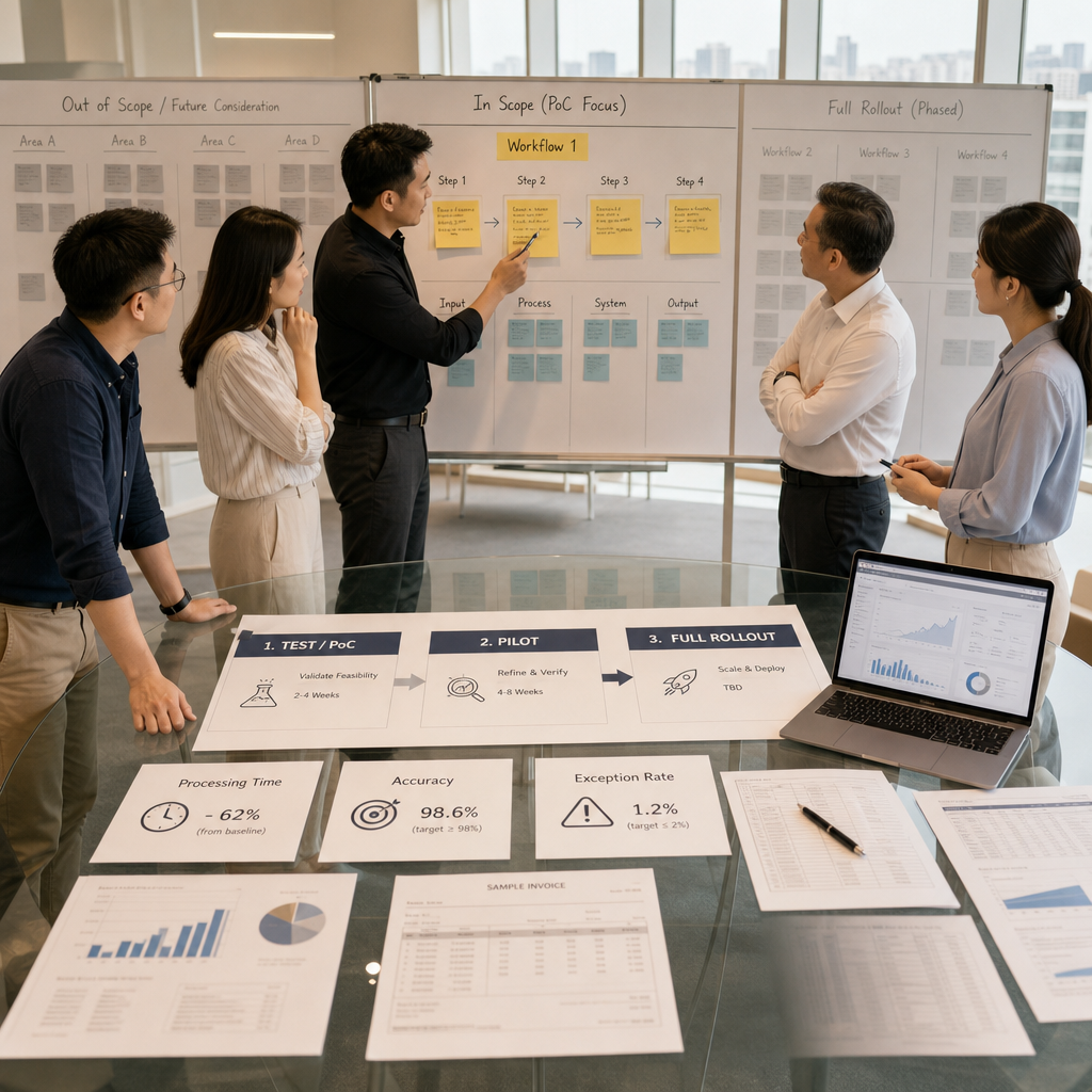顧問與企業團隊進行人工智慧概念驗證工作坊