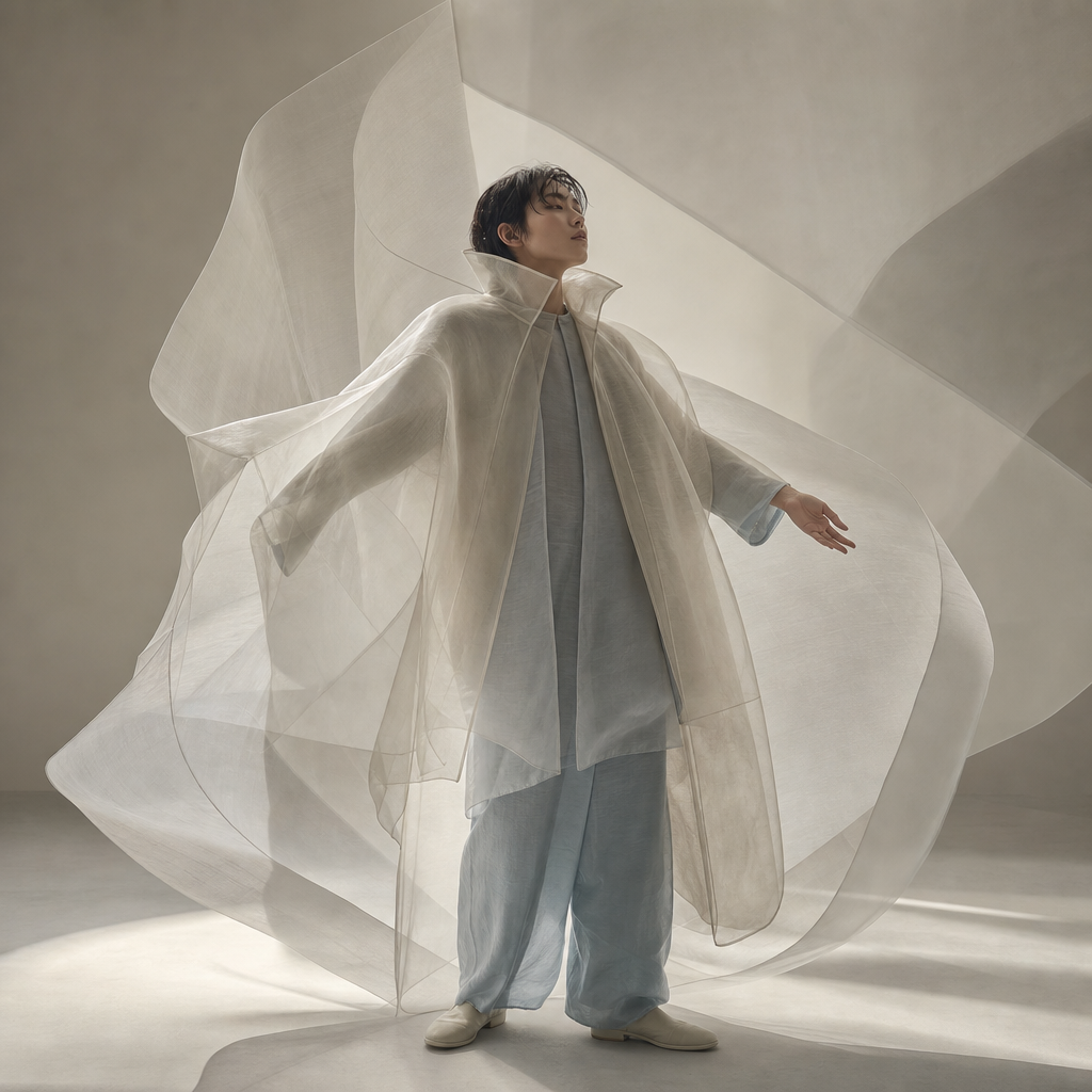 布地に触れながら衣服の質感を確かめる人の手元