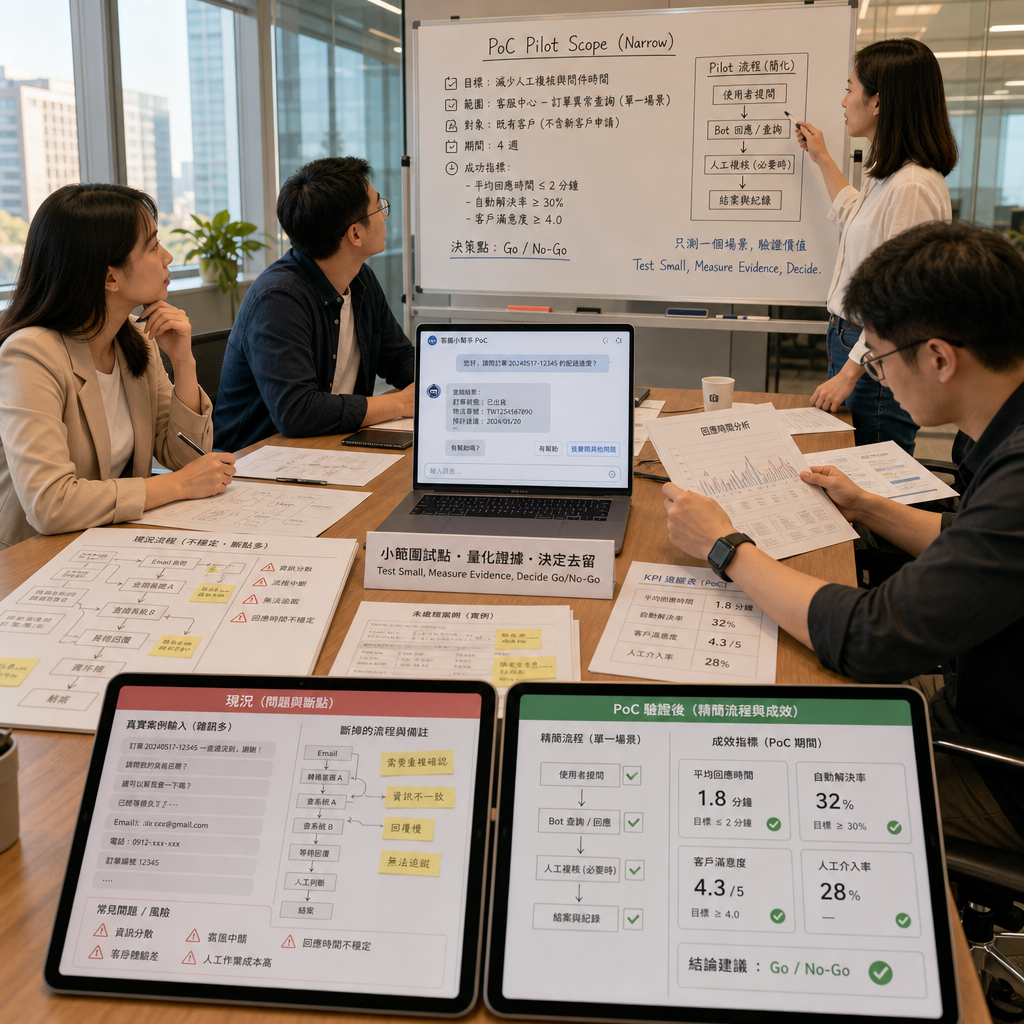 企業以原型測試 AI 對話服務並檢視 KPI 儀表板