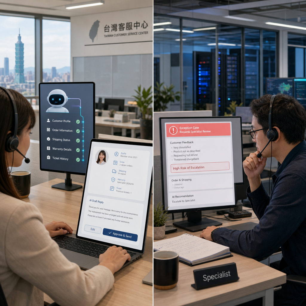 製造業人員檢視 AI 預測庫存與生產計畫