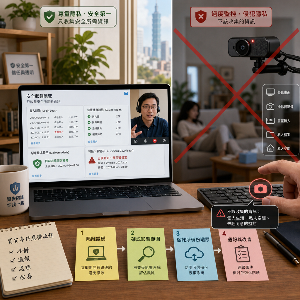 企業資安團隊處理遠端裝置異常事件並保護員工隱私