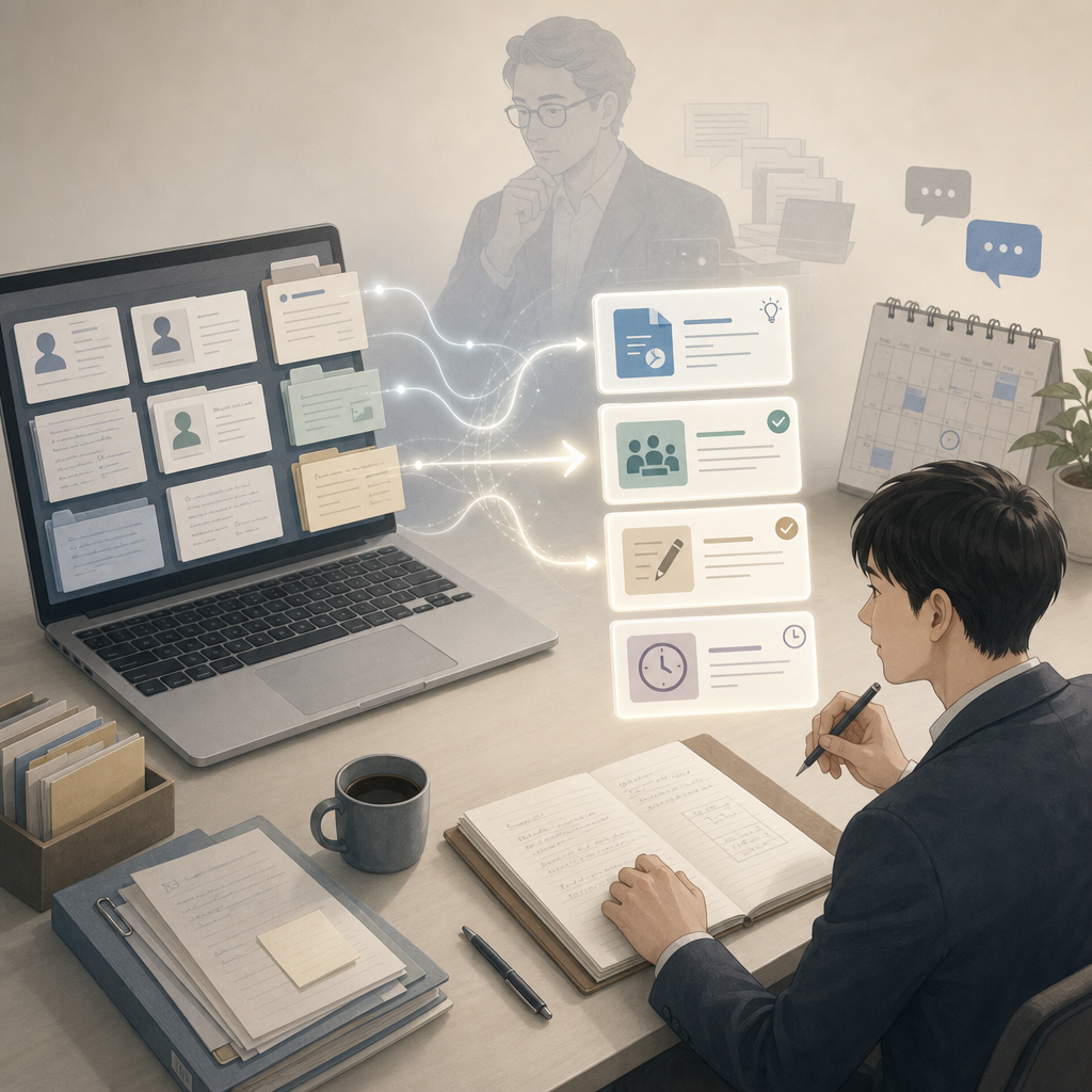 AIを活用して営業資料と商談データを分析する営業チーム