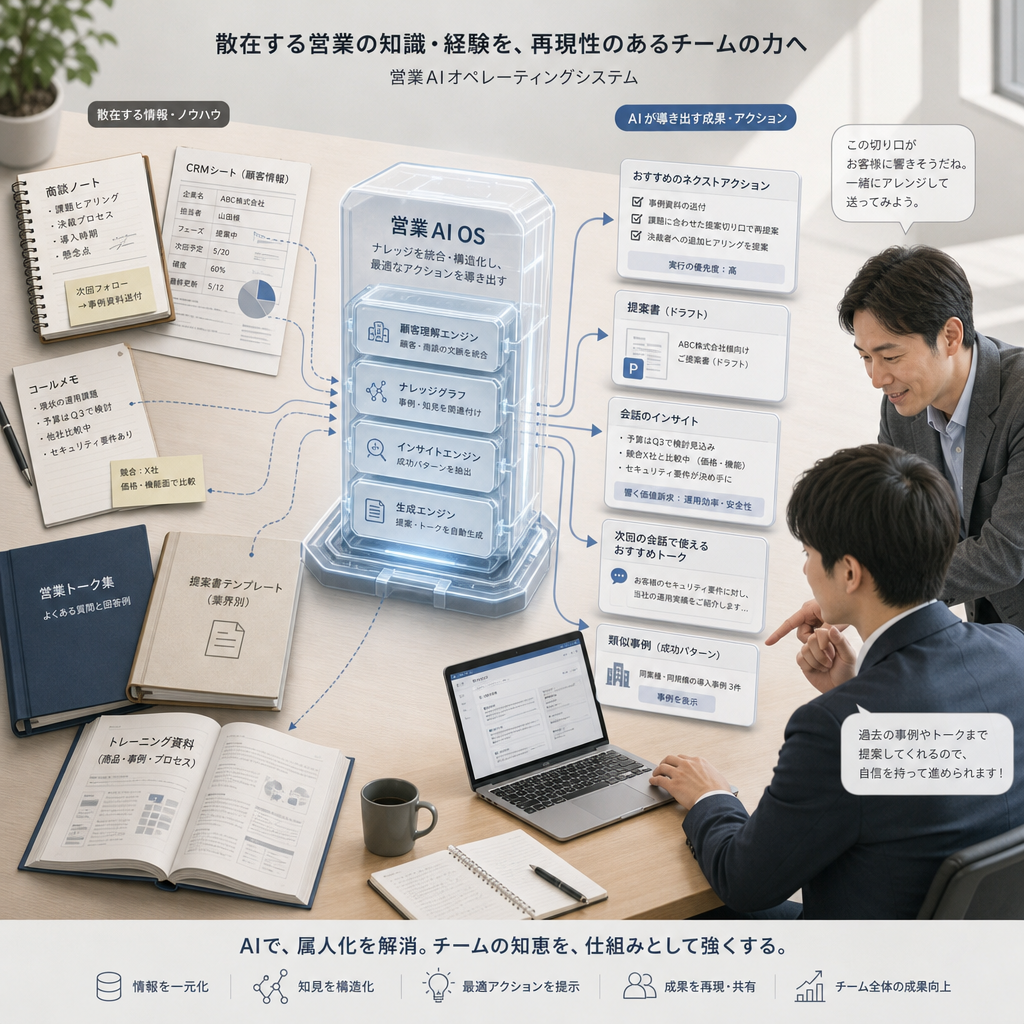 AIを活用して営業知識を共有するチームミーティング