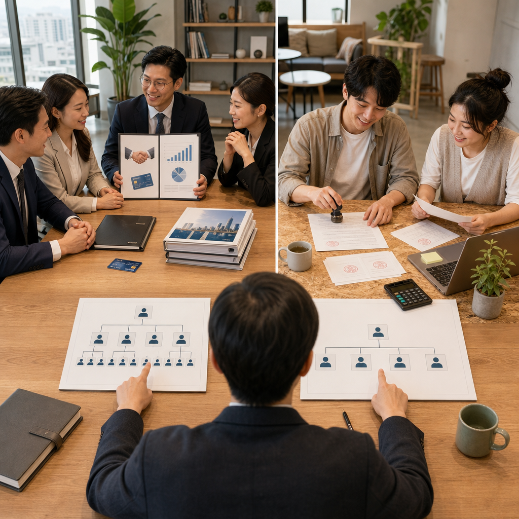 日本株式会社與合同会社法人型態比較示意圖