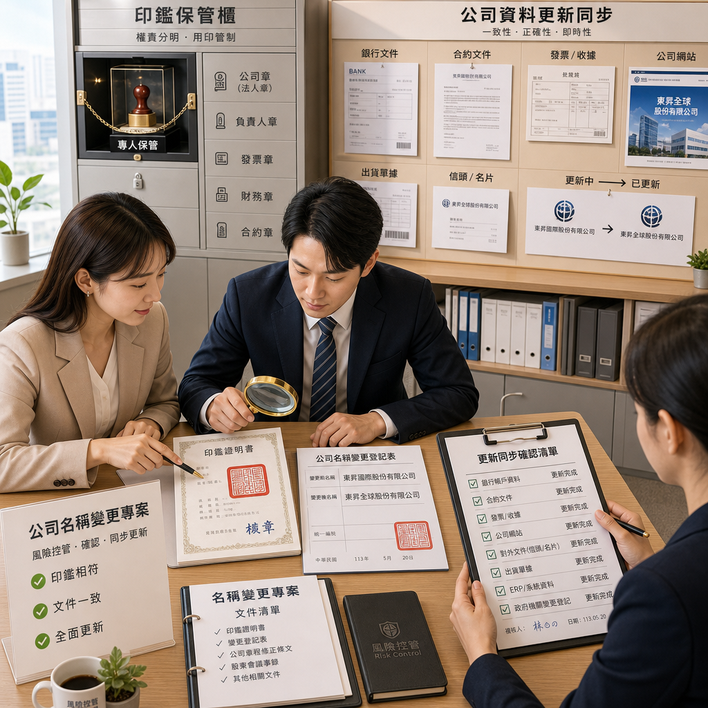 日本公司代表印與印鑑證明文件放在辦公桌上的情境