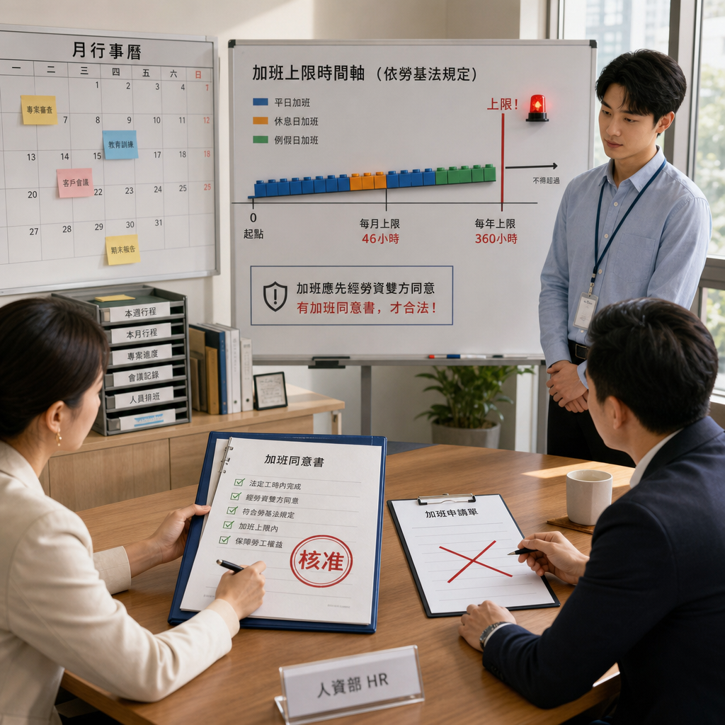 人資人員核對日本36協定與加班時數表