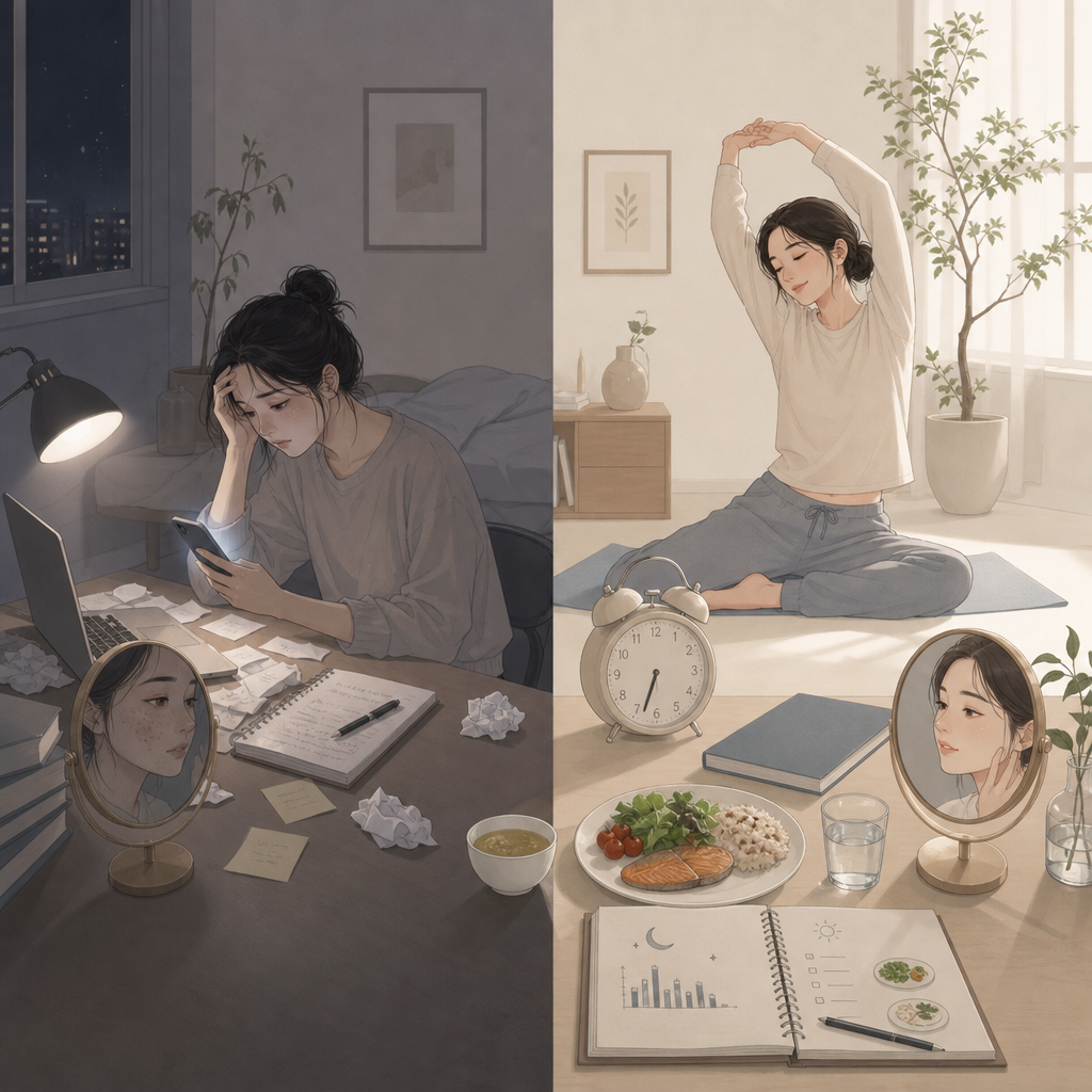 睡眠とバランスのよい食事で肌を整える生活習慣