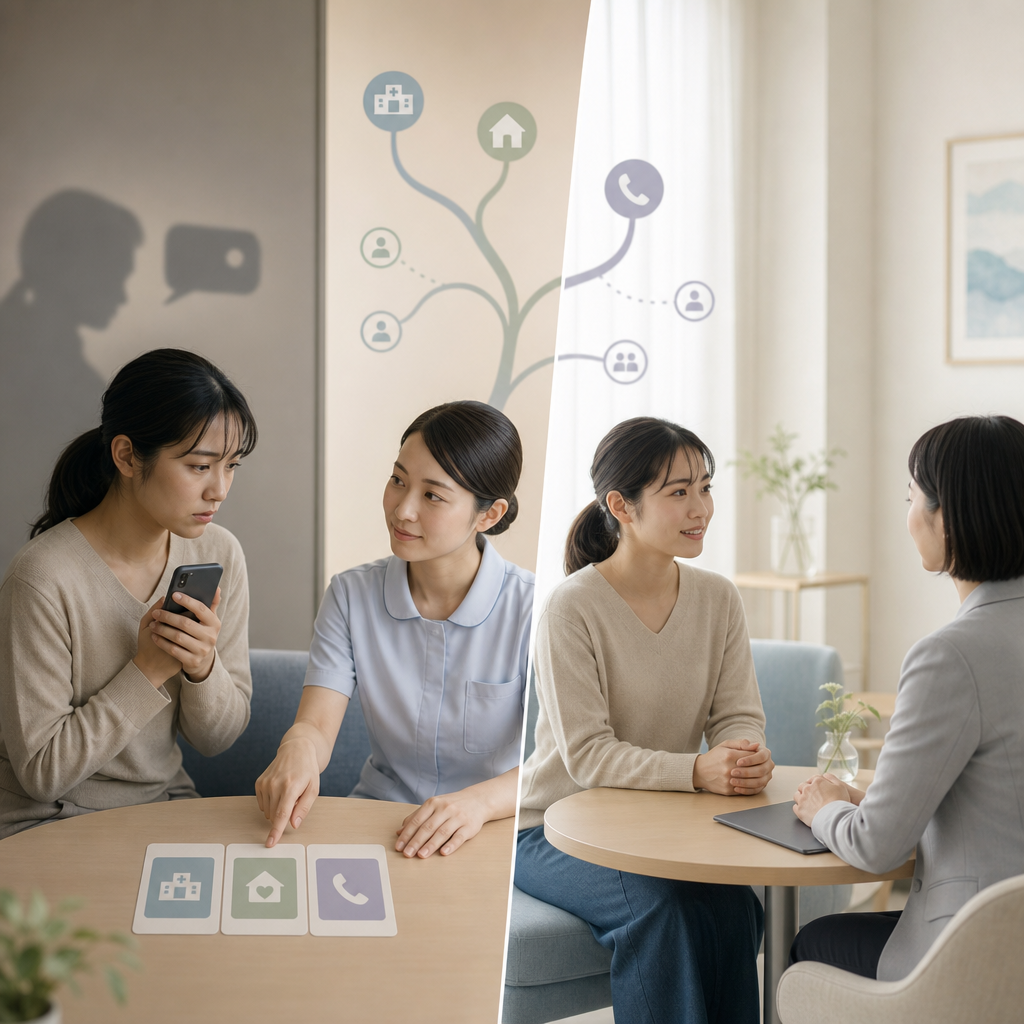 電話相談を利用して支援につながる女性