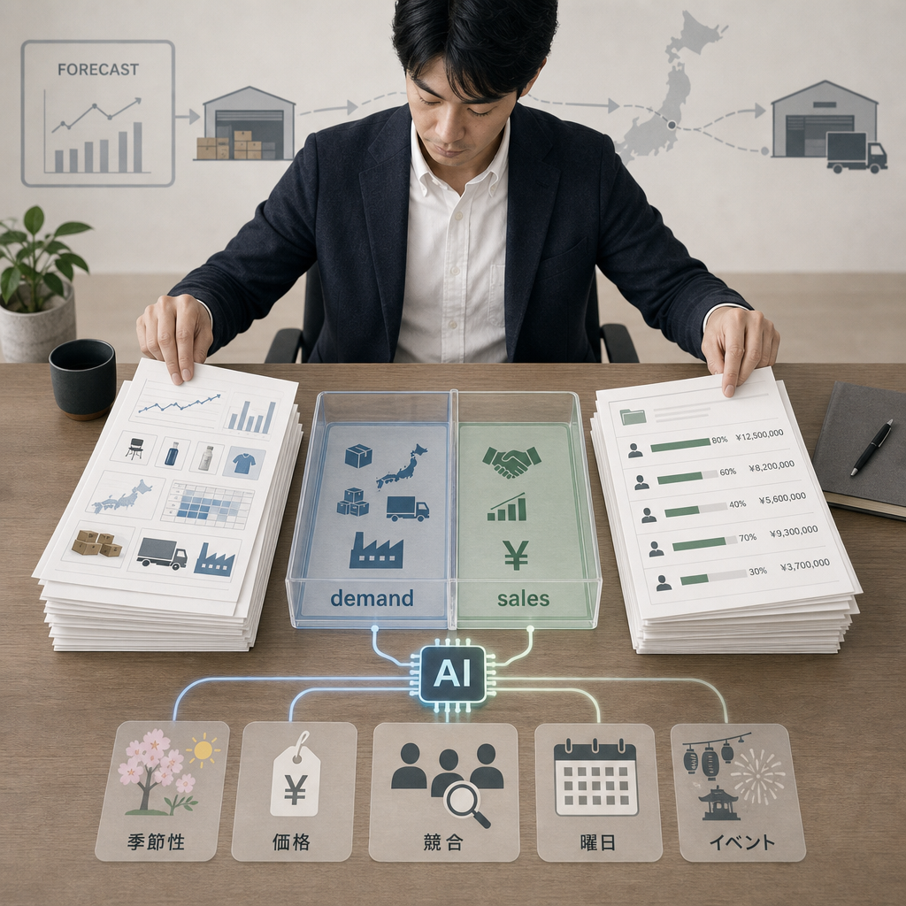 営業データと需要予測を確認する営業マネージャー