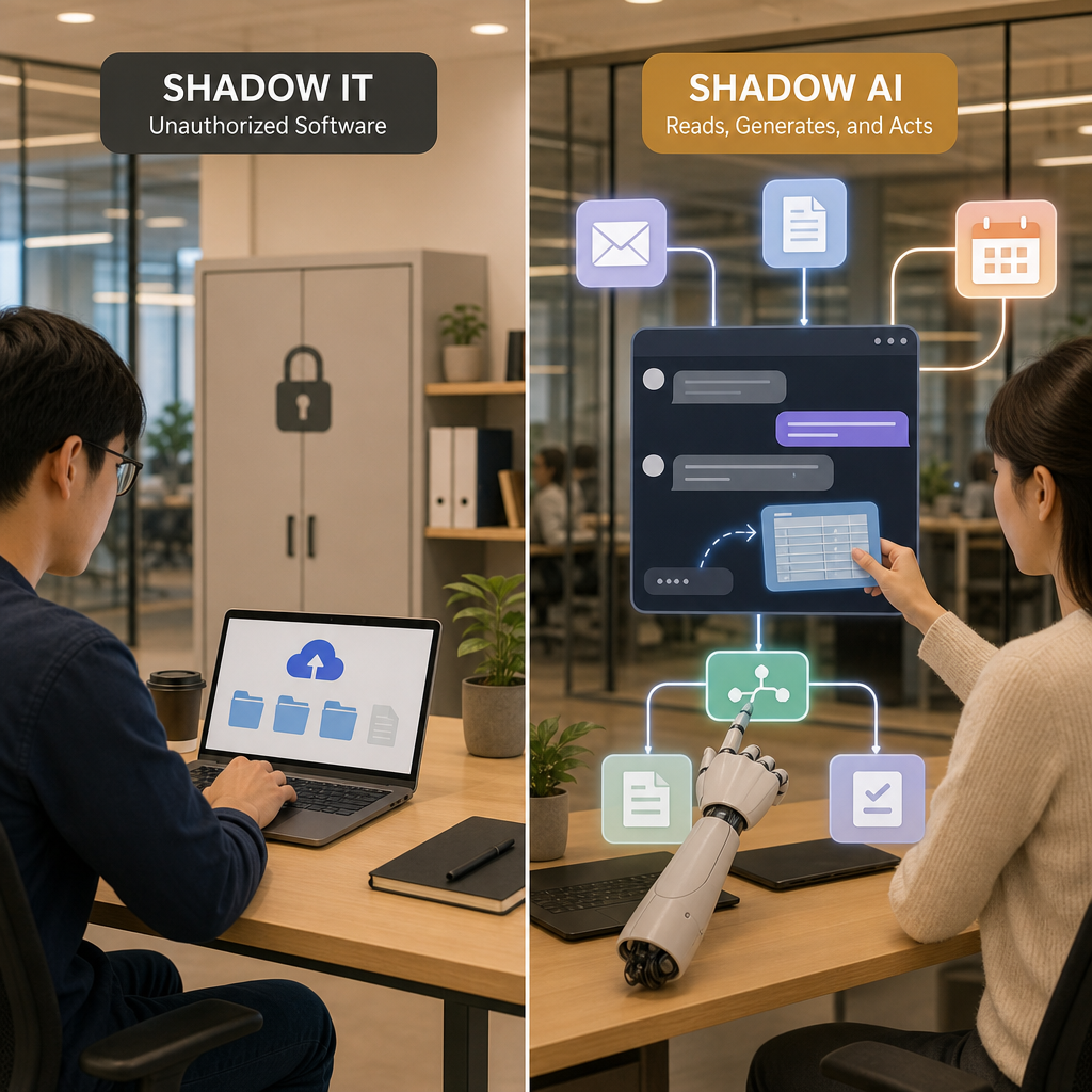 企業資安人員檢視未經核准的 AI 工具使用情形