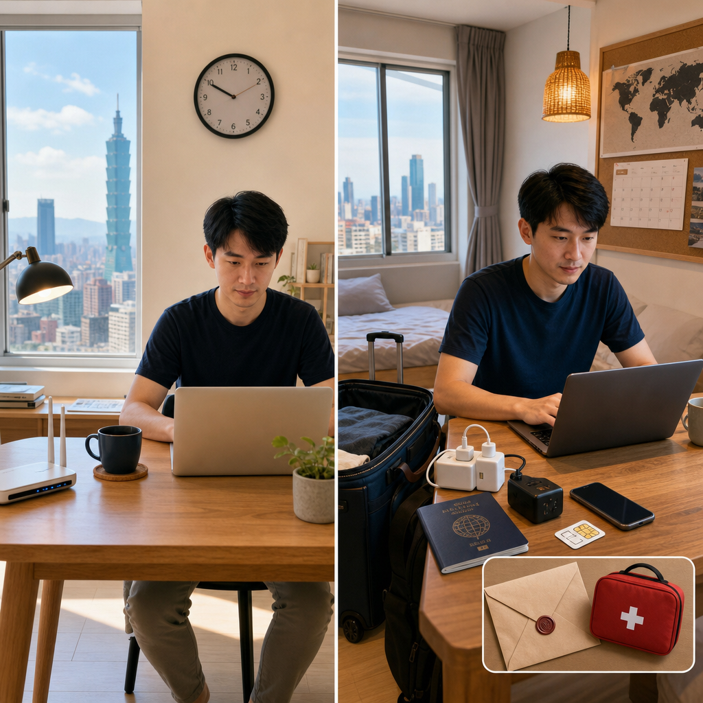 Digital nomad working on laptop in a shared workspace