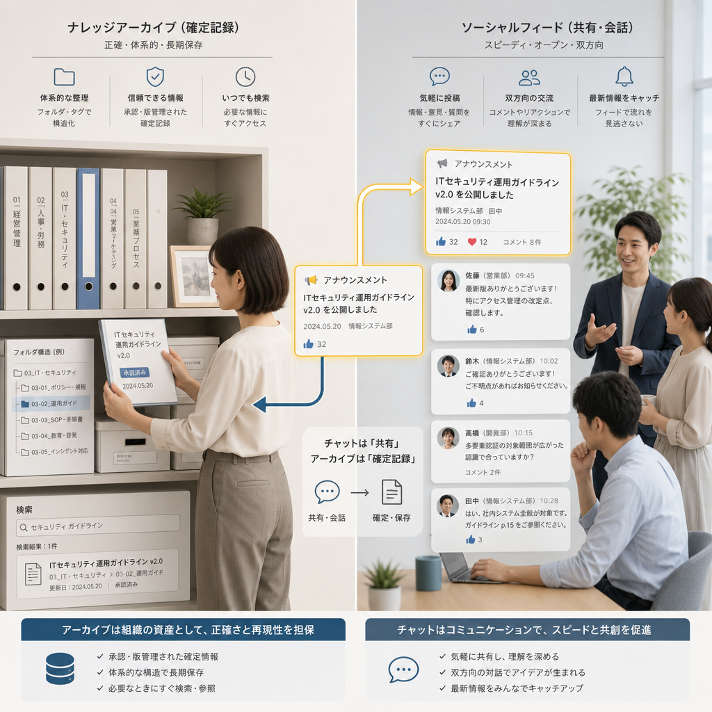 ナレッジ共有ツールと社内SNSを使う社員