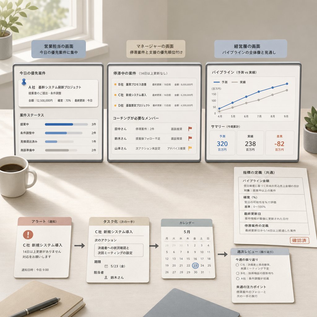 役割別に営業指標を表示するAIダッシュボード