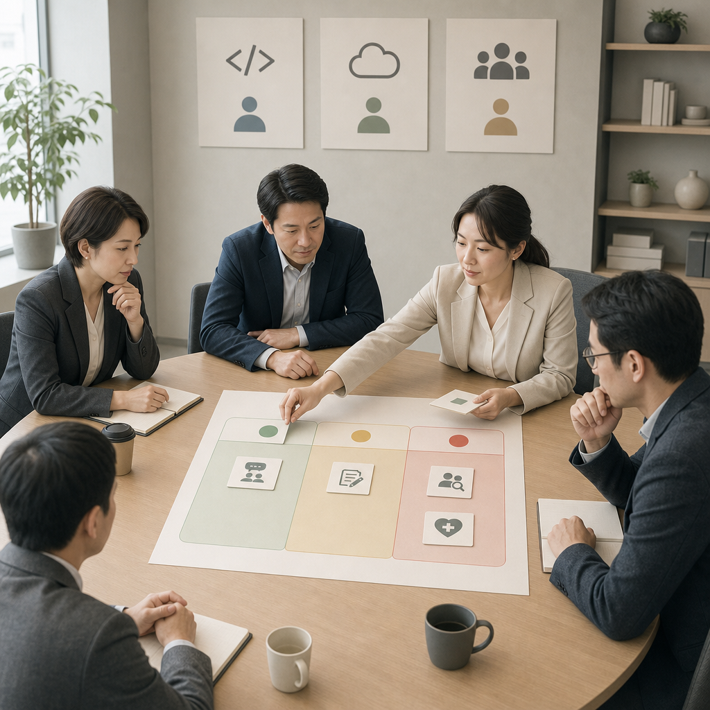 AIガバナンスの方針を確認する経営チーム