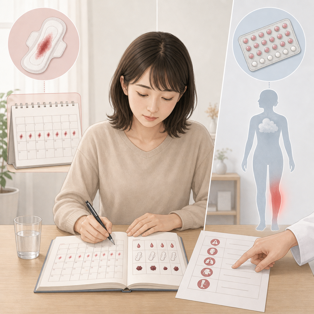婦人科で副作用について相談する患者と医師