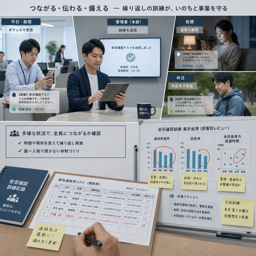 オンラインで安否確認訓練を実施するリモートチーム