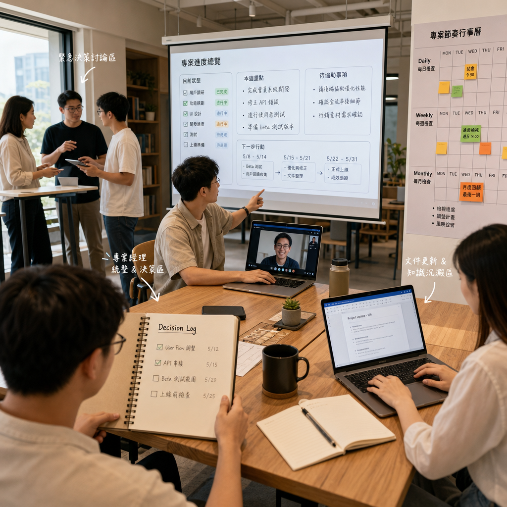 跨時區遠距團隊在虛擬辦公室協作
