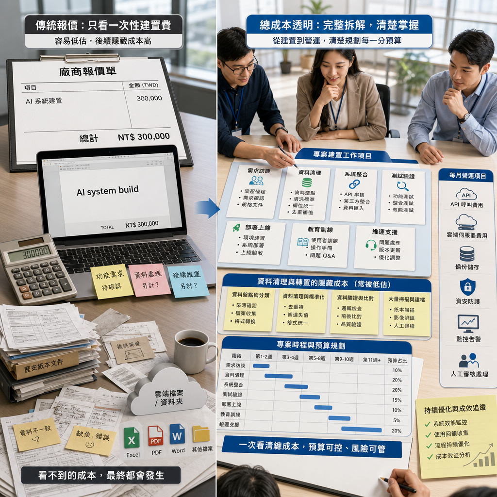 人工智慧系統成本拆解與預算規劃圖表