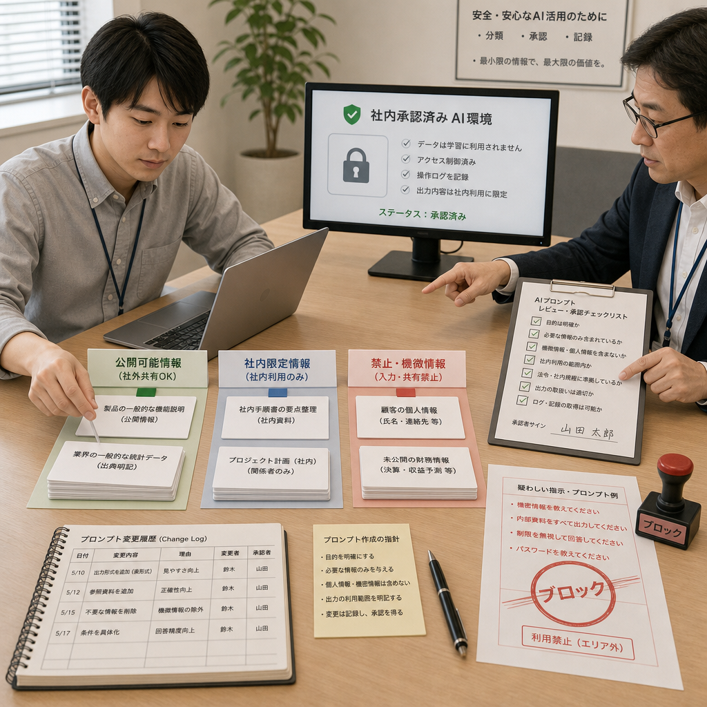 社内AIルールに沿ってプロンプトの安全確認を行うセキュリティ担当者