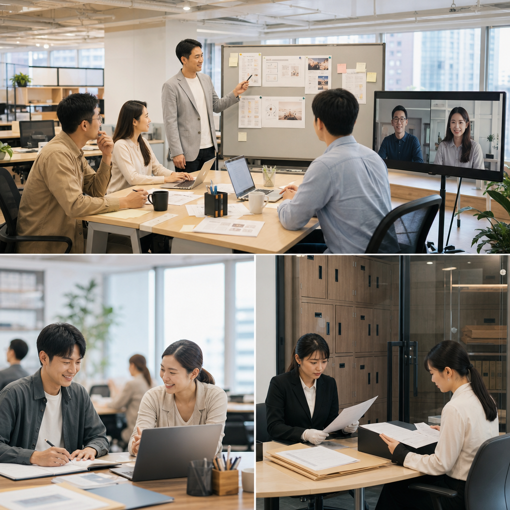 混合辦公團隊同時進行現場與視訊會議