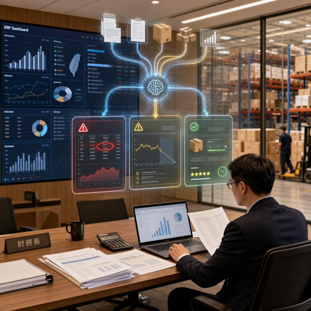 AI ERP 儀表板整合財務與供應鏈資料